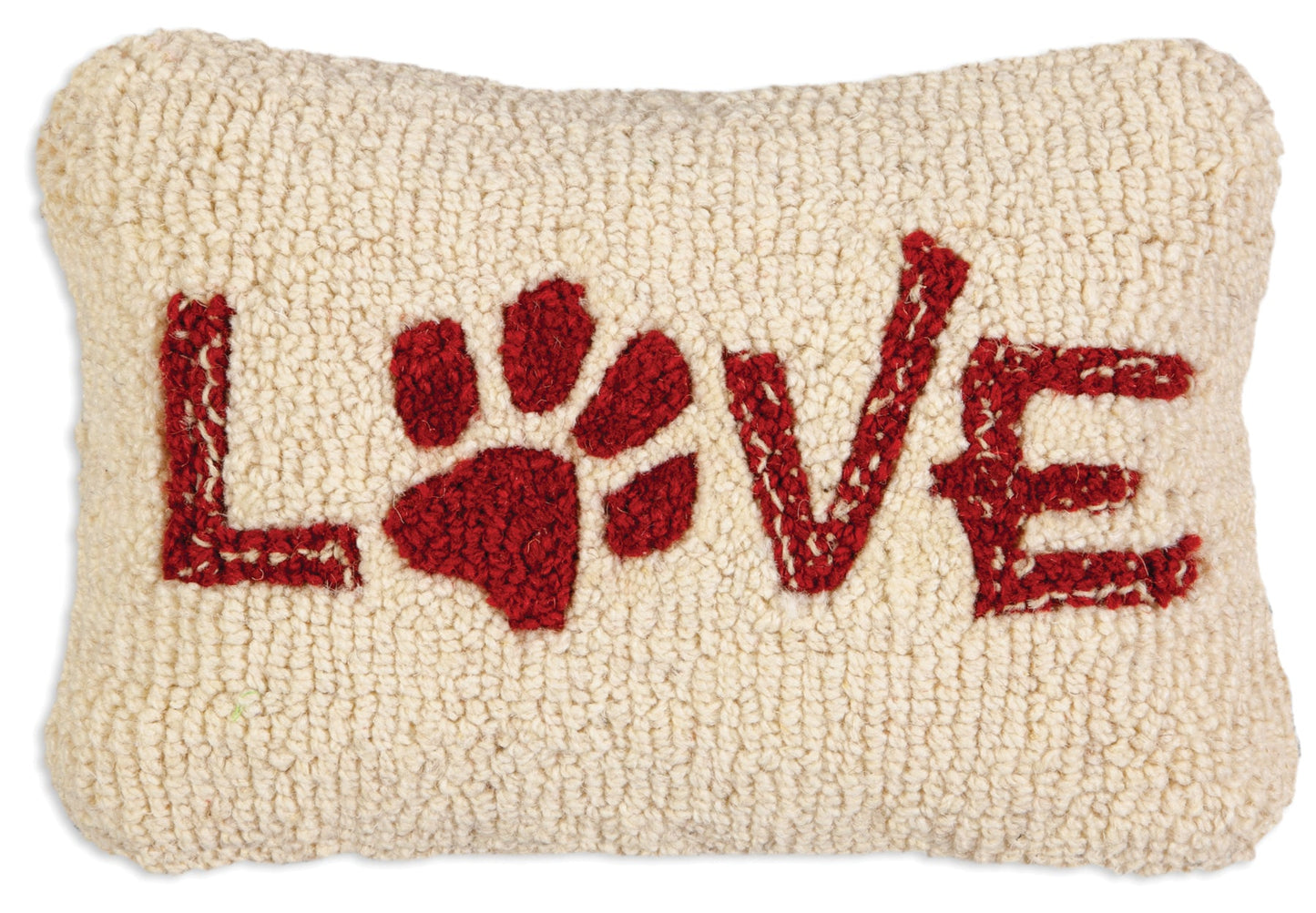 Hooked Wool Pillow - Love Paw - 8" x 12"