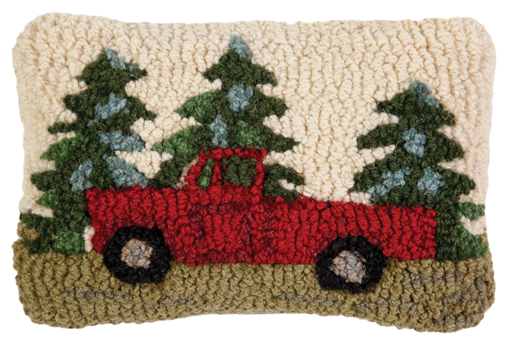 Hooked Wool Pillow - Mud Season Pick-Up Truck - 8" x 12"