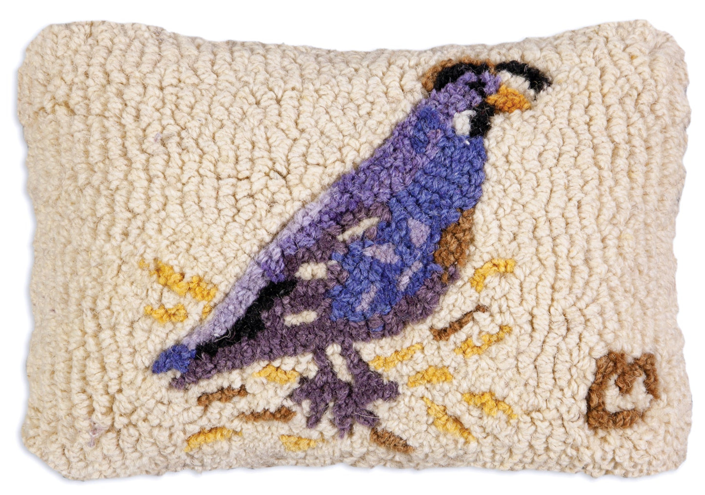 Hooked Wool Pillow - Quail - 8" x 12"