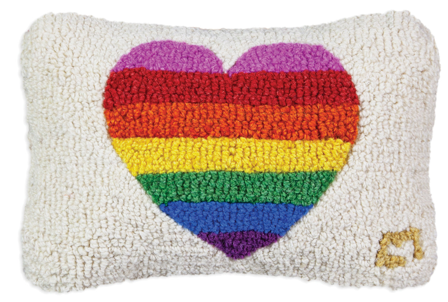 Hooked Wool Pillow - Rainbow Glow 8 x 12