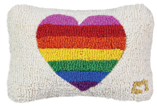 Hooked Wool Pillow - Rainbow Glow 8 x 12