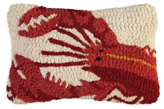 Hooked Wool Pillow - Red Lobster - 8" x 12"