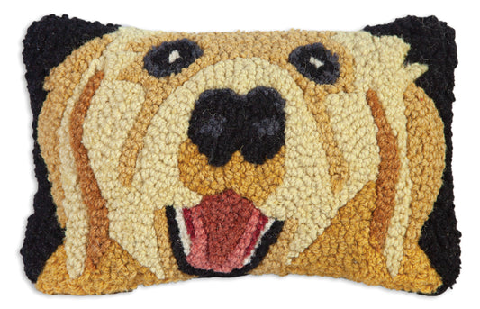 Hooked Wool Pillow - Golden Retriever - 8" x 12"