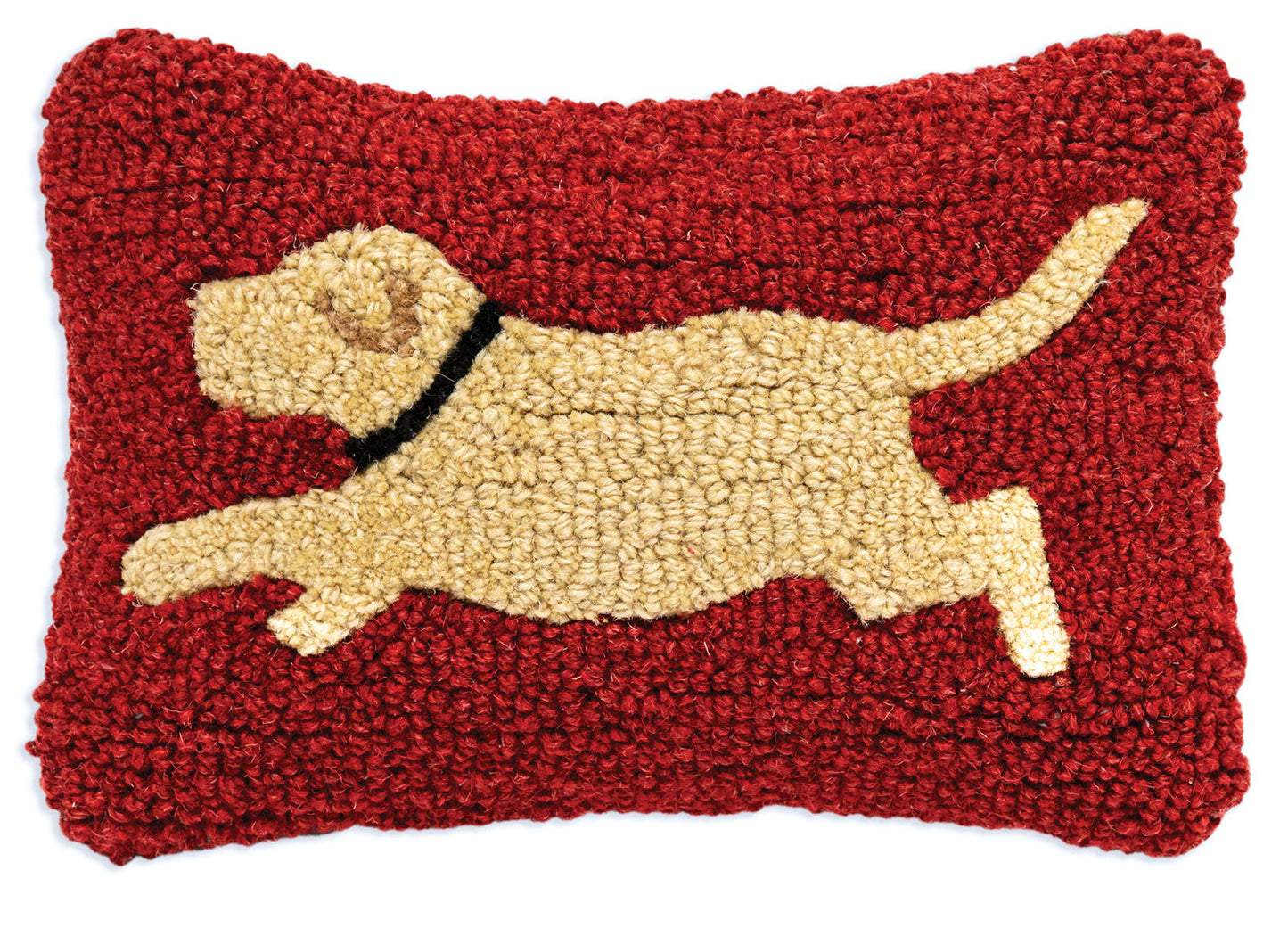 Running Lab Yellow - 8" X 12" Hooked Wool Pillow