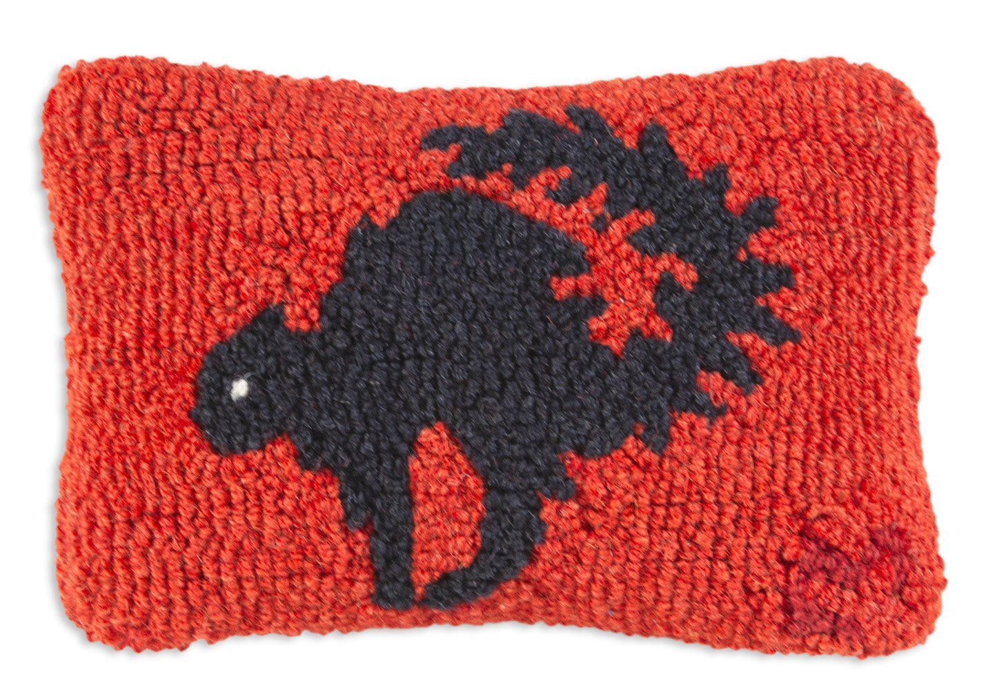 Hooked Wool Pillow - Scaredy Cat - 8" x 12"