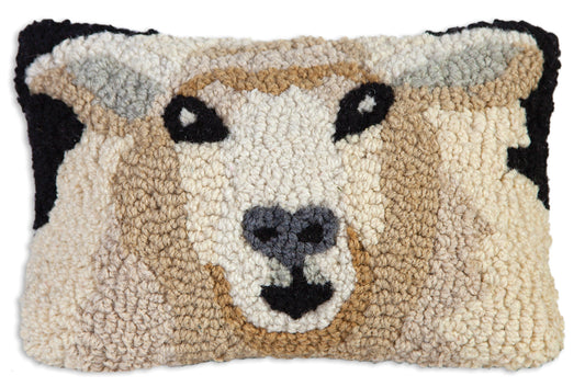 Hooked Wool Pillow - Sheep - 8" x 12"