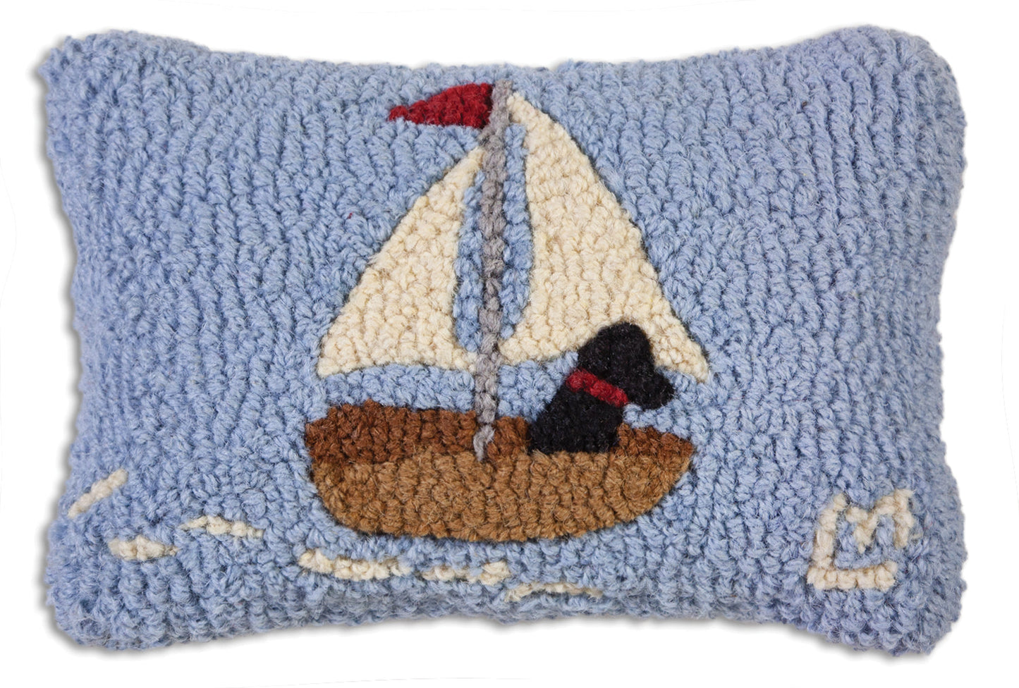 Hooked Wool Pillow - Skiff Sailing Lab - 8" x 12"