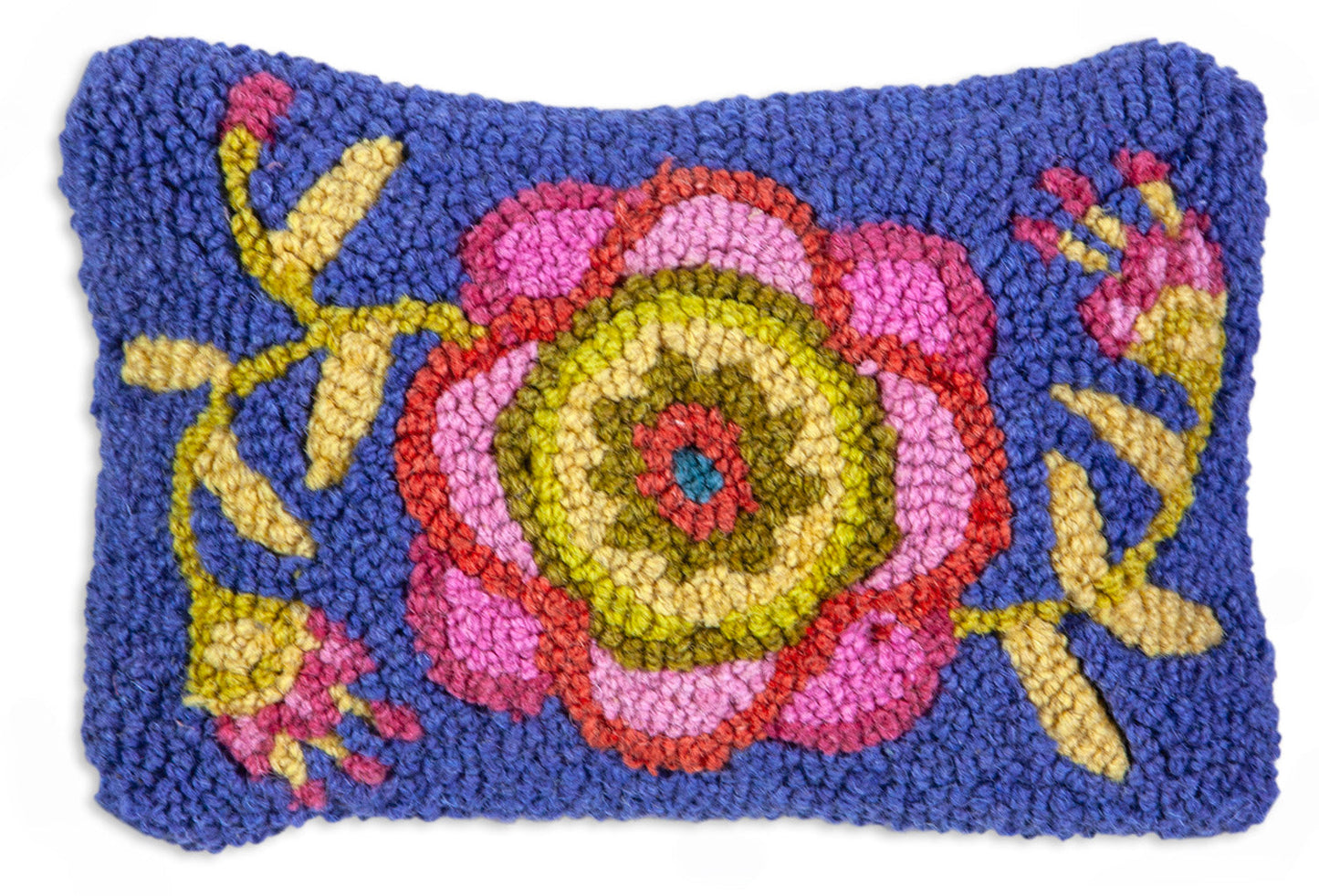 Hooked Wool Pillow - Spring Flower - 8" x 12"