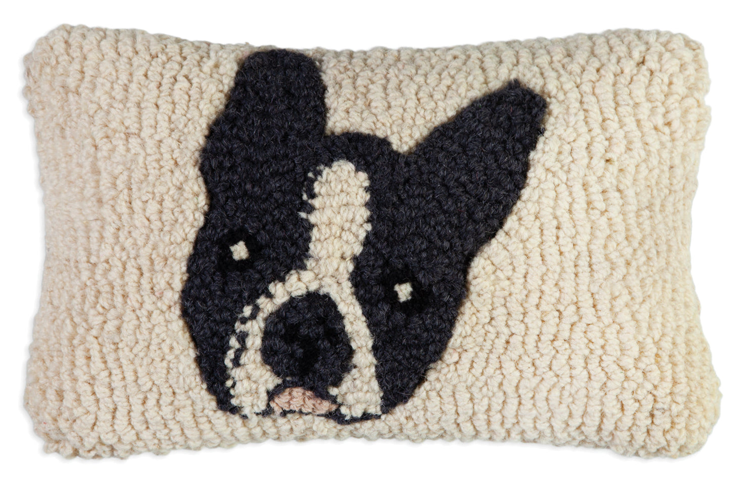 Hooked Wool Pillow - Boston Terrier - 8" x 12"