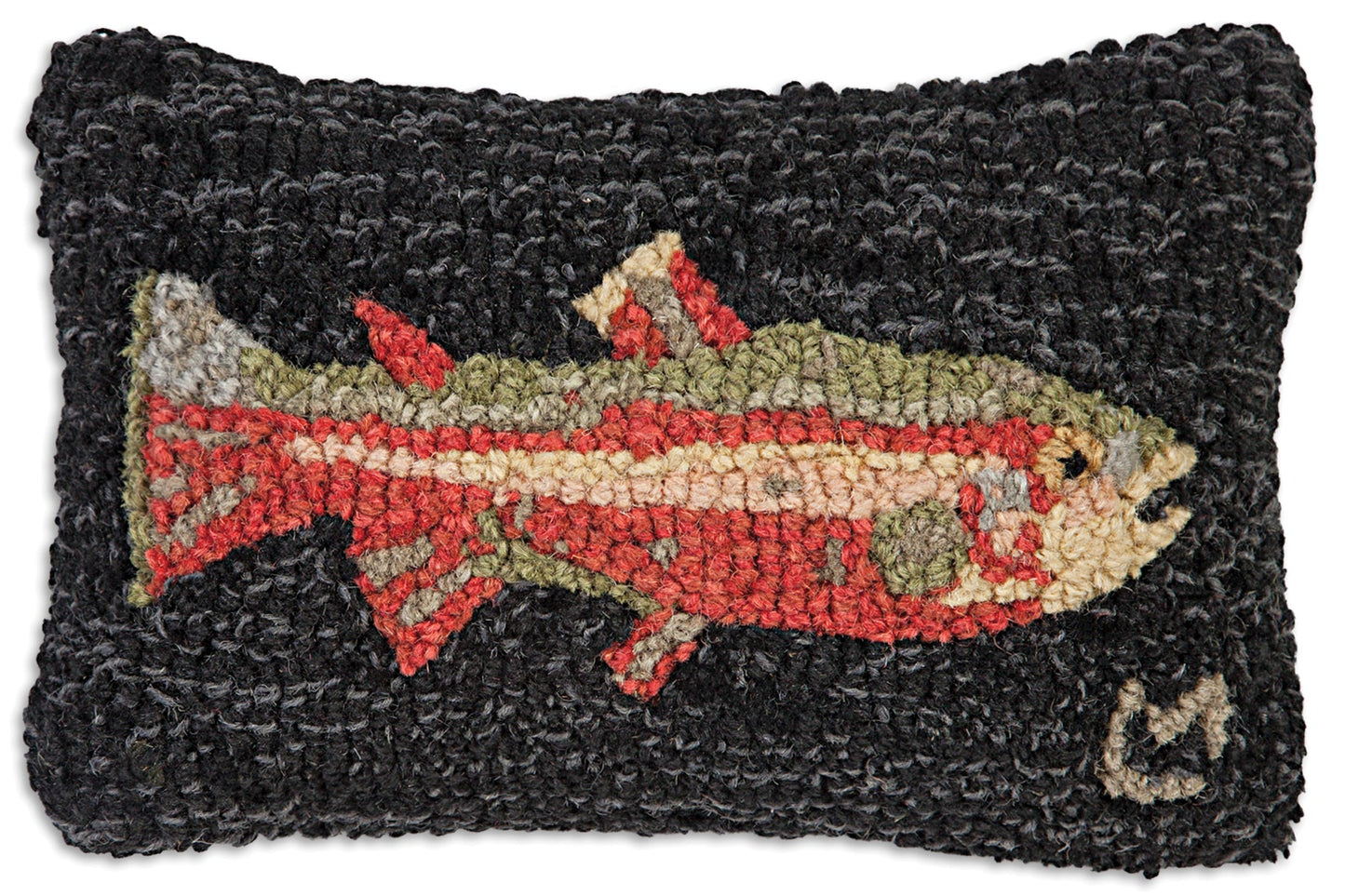 Hooked Wool Pillow - Steelhead Trout - 8" x 12"