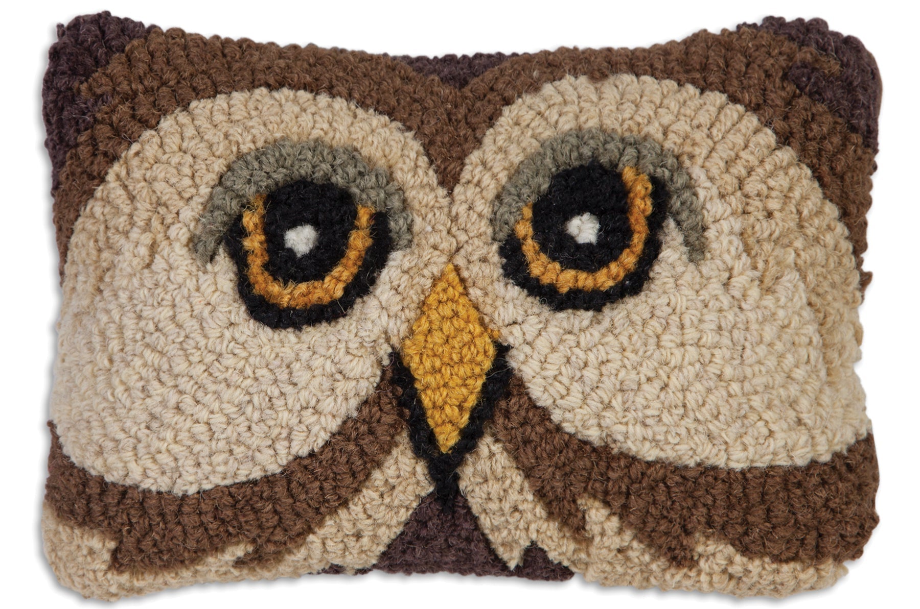 Hooked Wool Pillow - Wise Owl - 8" x 12"