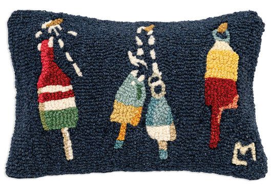 Boat Bouys - 12" X 18" Hooked Wool Pillow
