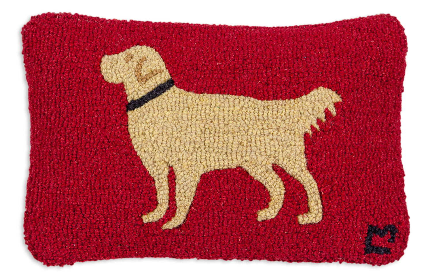 Hooked Wool Pillow - Golden Guy Retriever - 12" x 18"