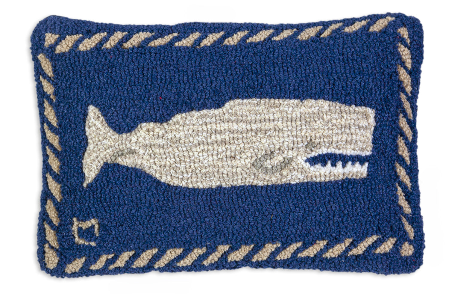 Hooked Wool Pillow - Moby Dick - 12" x 18"