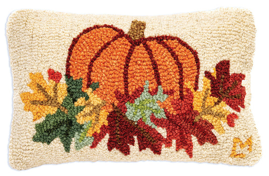 Pumpkin Harvest - 12" X 18" Hooked Wool Pillow