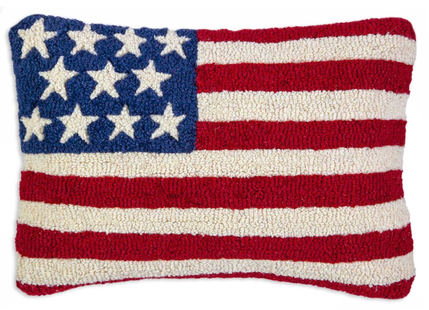 Hooked Wool Pillow - Stars Stripes - 12" x 18"