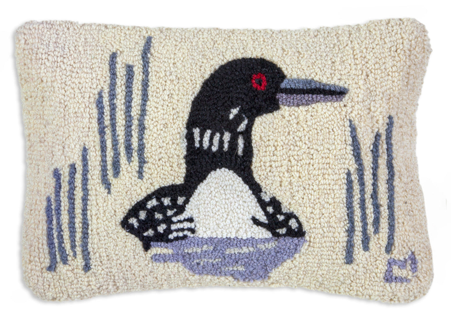 Hooked Wool Pillow - Summer Loon - 12" x 18"