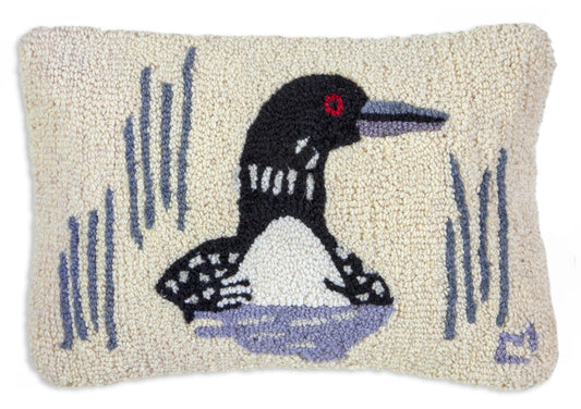 Hooked Wool Pillow - Summer Loon - 12" x 18"