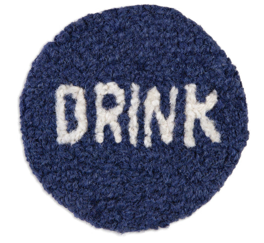 Hooked Wool Coasters - Drink - 4.5" Round Coasters