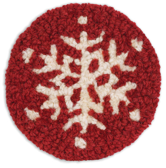 Hooked Wool Coasters - Six Arm Snowflake - 4.5" Round Coasters