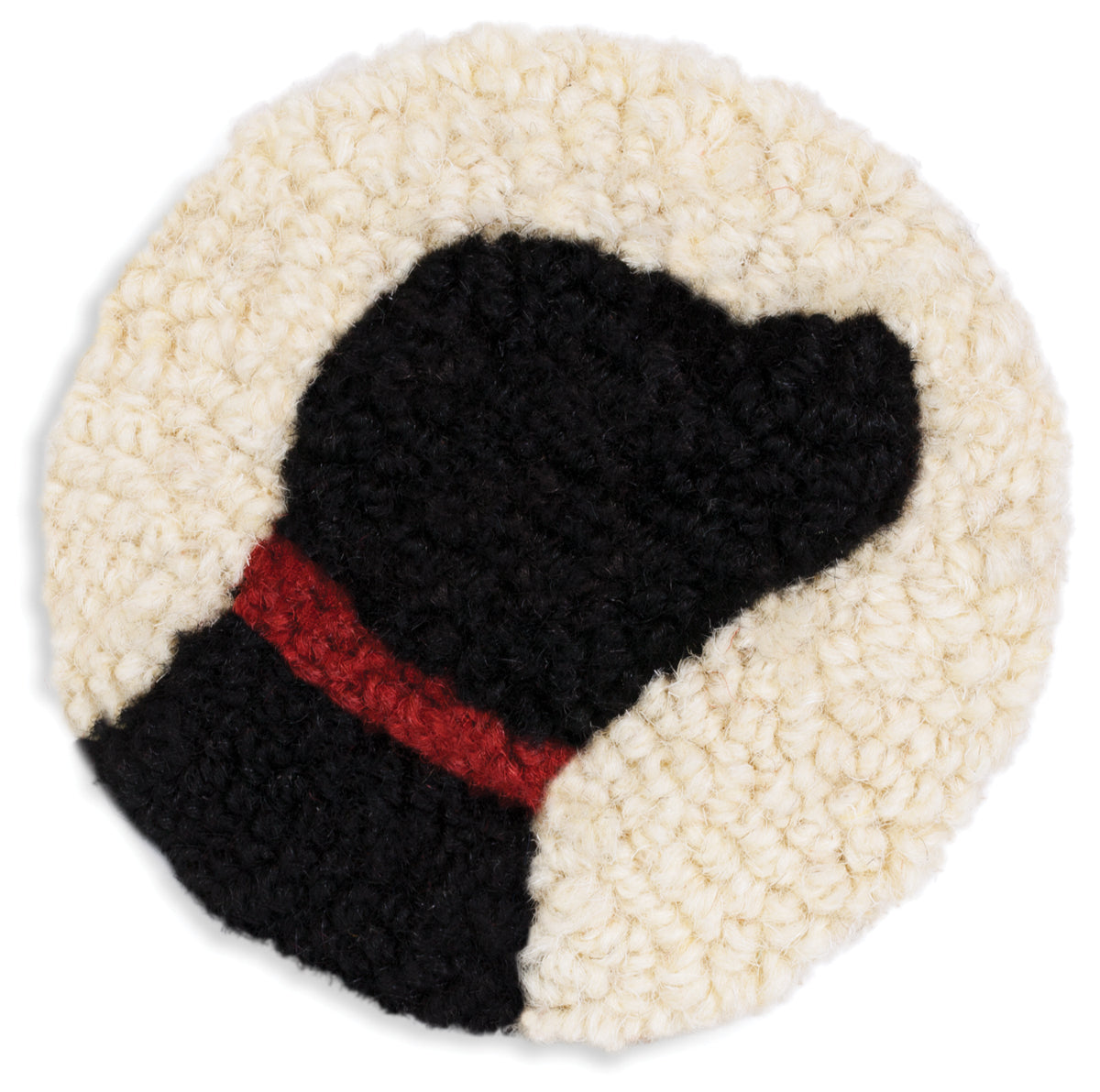 Hooked Wool Coasters - Black Lab - 4.5" Round Coasters