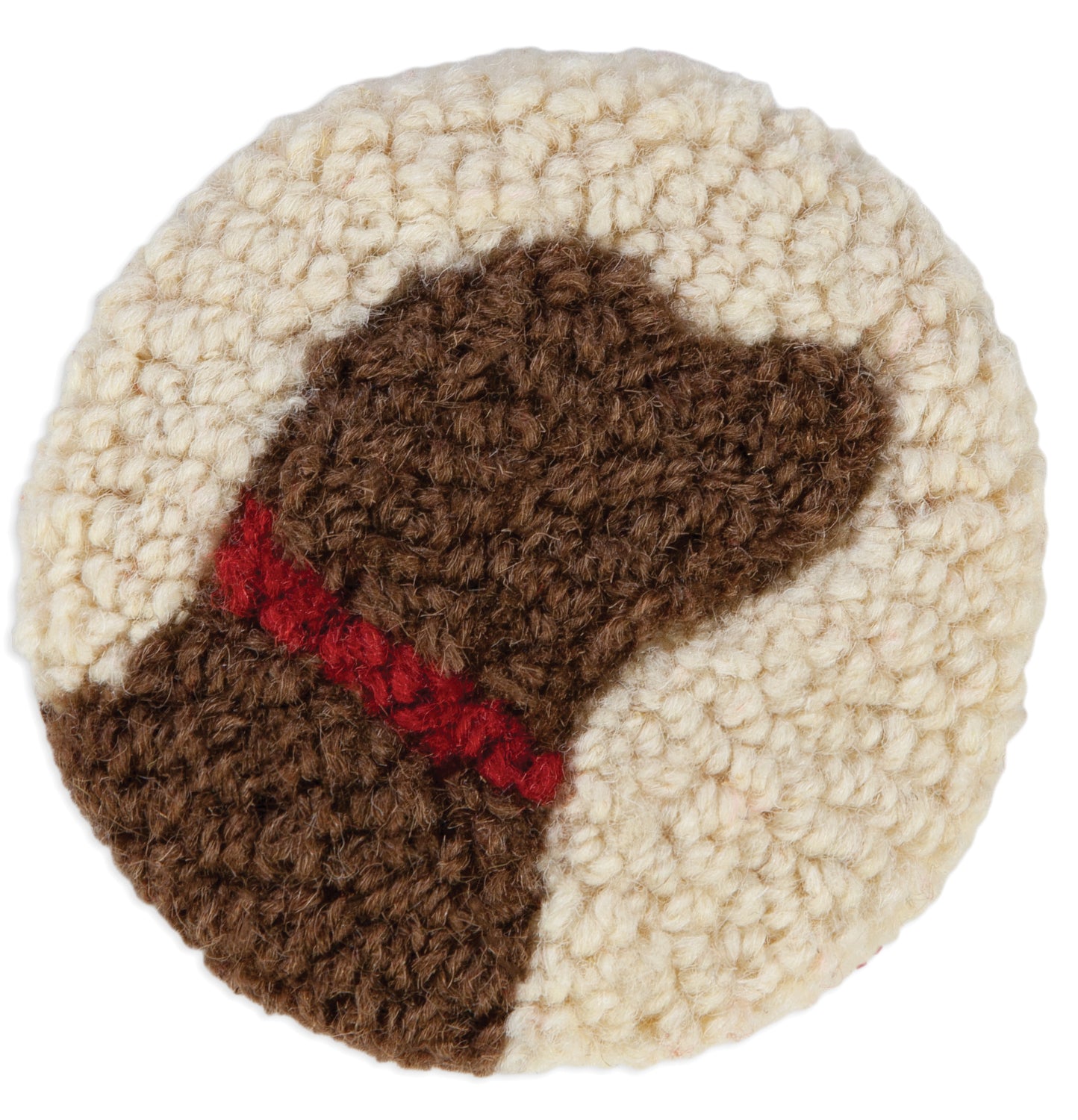 Hooked Wool Coasters - Chocolate Lab - 4.5" Round Coasters