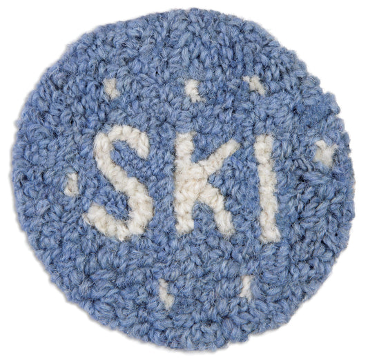 Hooked Wool Coasters - Ski - 4.5" Round Coasters