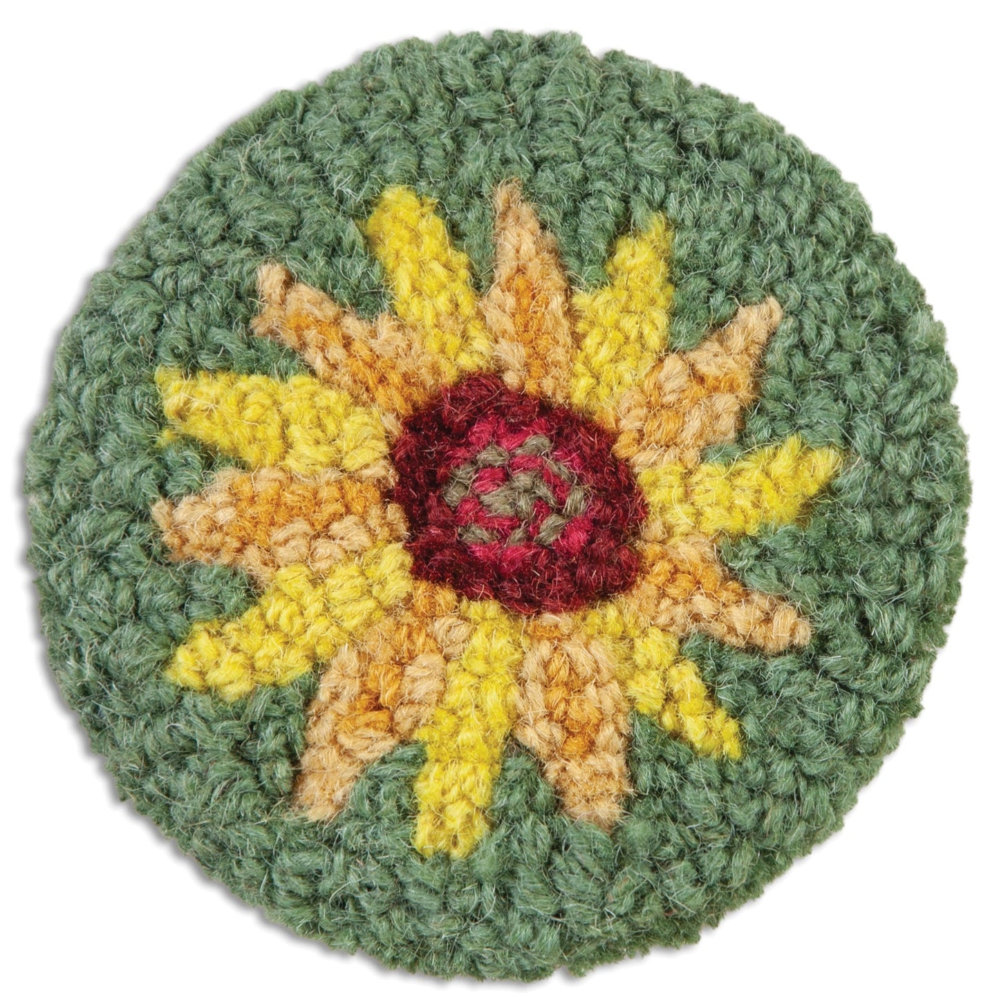 Hooked Wool Coasters - Sunflower - 4.5" Round Coasters