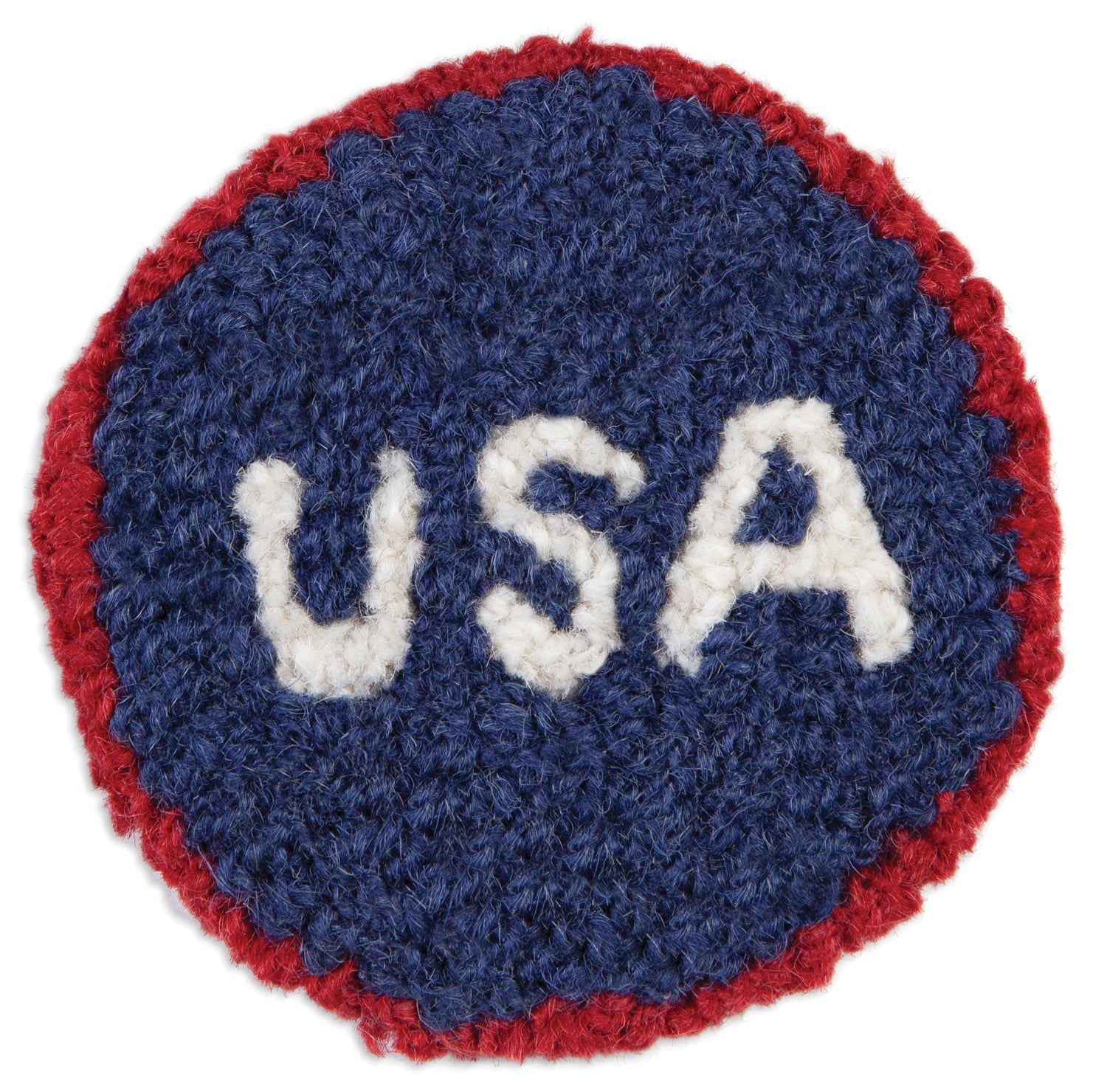 Hooked Wool Coasters - U S A - 4.5" Round Coasters