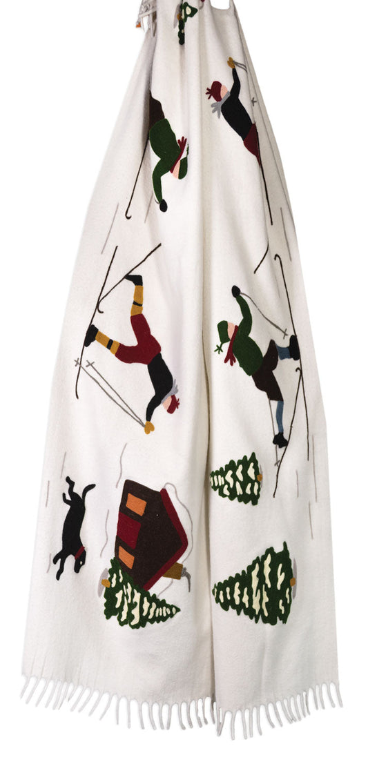 XC Skiers - 52" X 70" Wool Throw Blanket