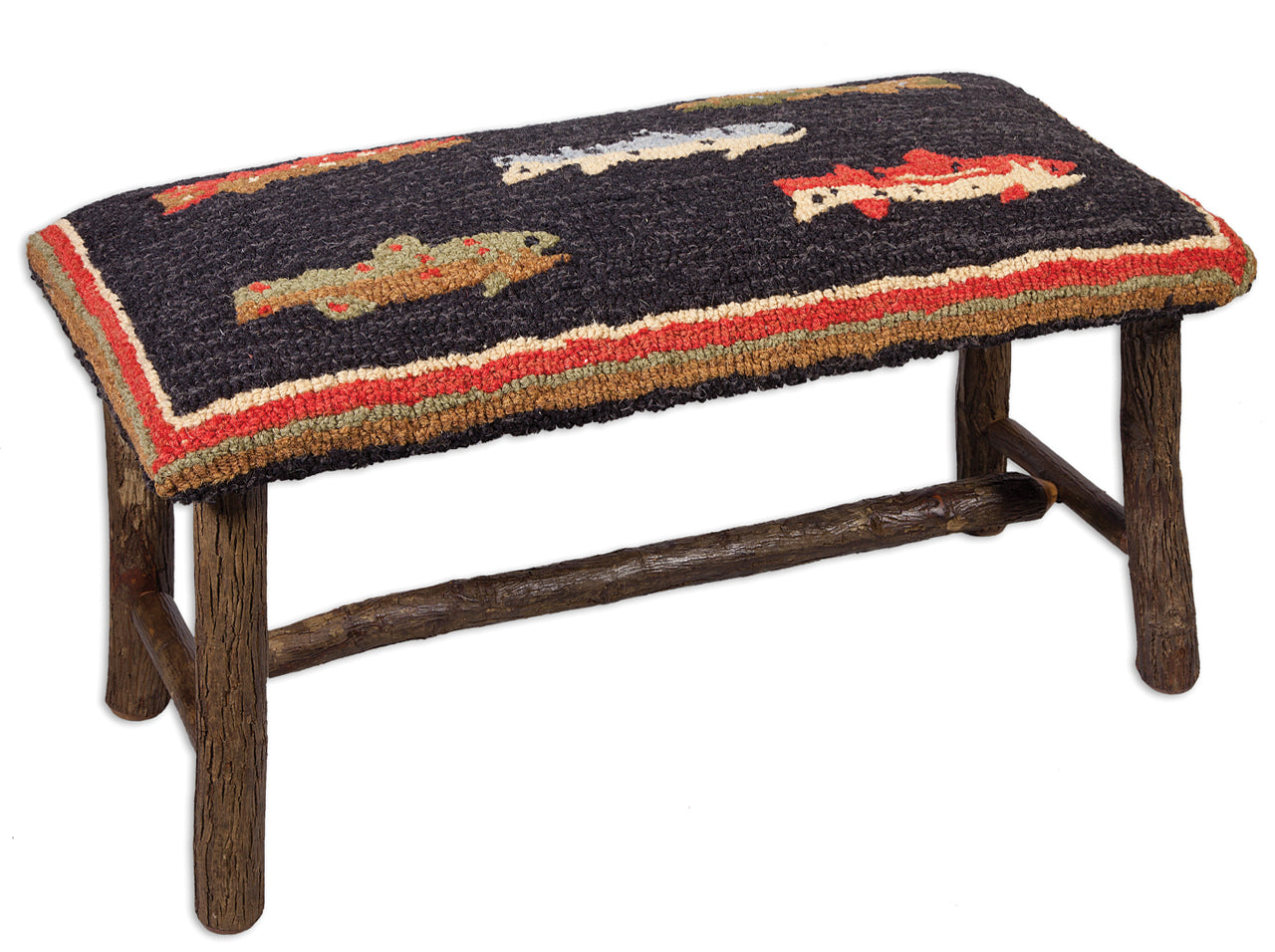 Hickory Bench - River Fish - 32" x 15" x 17" Bench