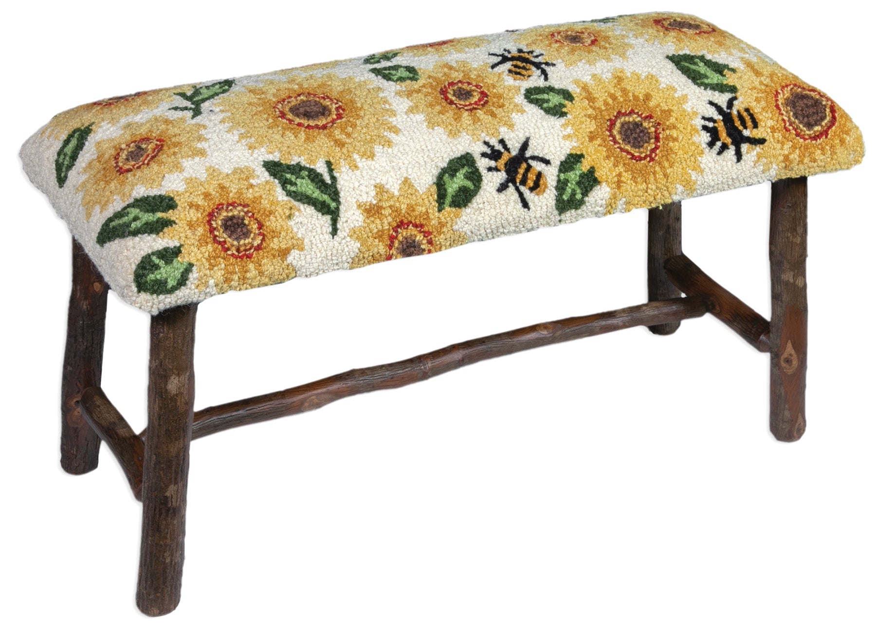 Hickory Bench - Sunflower Bees - 32" x 15" x 17" Bench