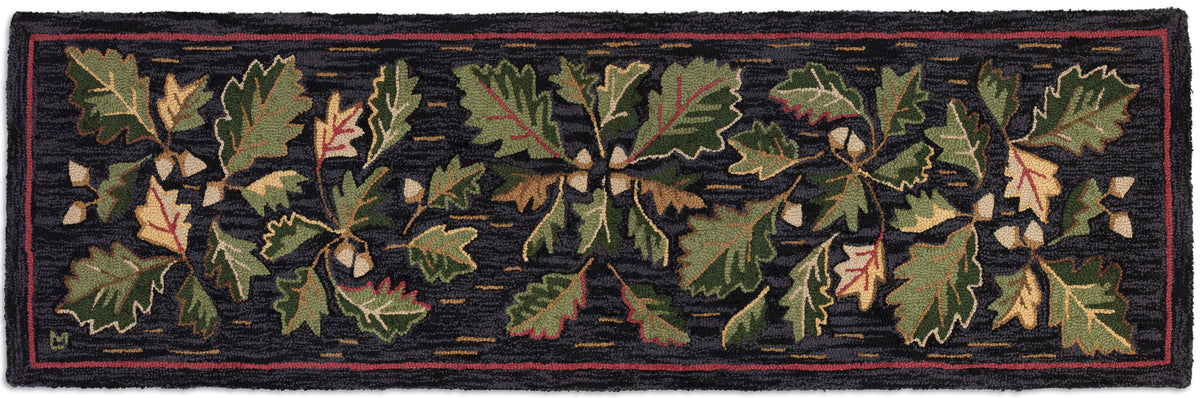 Acorn Rug Hooking Patterns Hooked Wool Rug - Acorns And Leaves - 2.5' x 8' Runner – Chandler 4 Corners