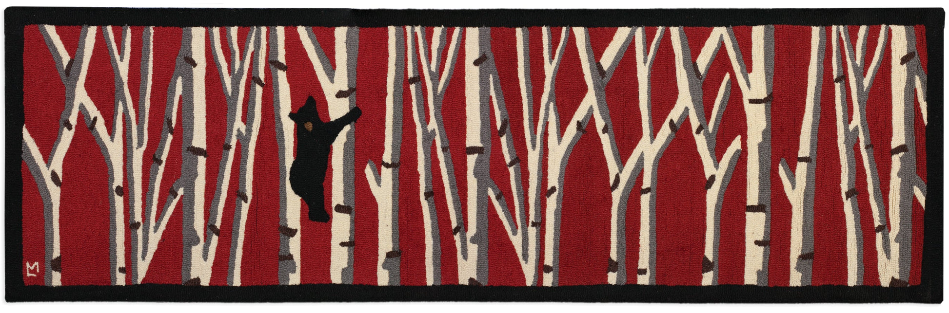 Hooked Wool Rug - Bear Birches - 2.5' x 8' Runner