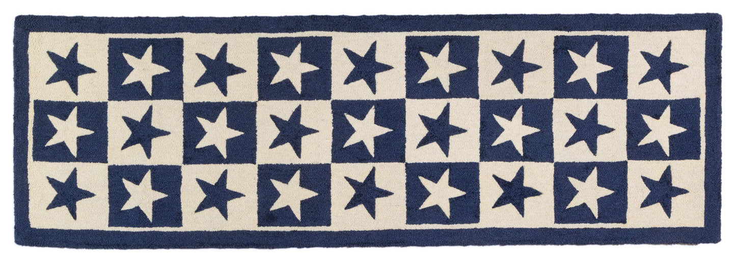 Blue Star Checkerboard -  2.5' X 8'  Runner