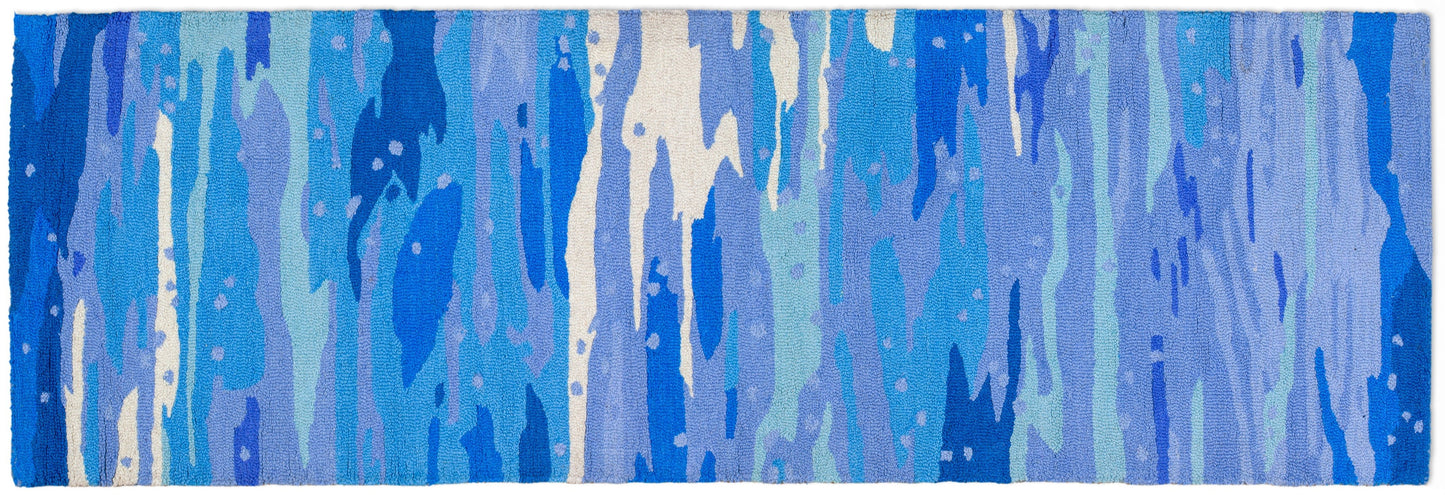 Hooked Wool Rug - Ocean - 2.5' x 8' Runner