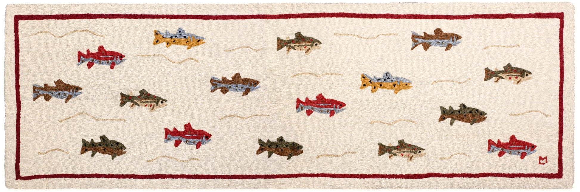 Hooked Wool Rug - Summer Trout - 2.5' x 8' Runner