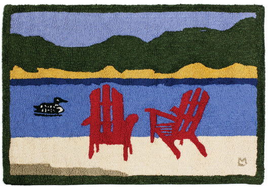 Hooked Wool Rug - Loon Lake Chairs - 2' x 3'