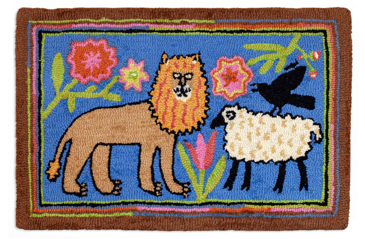 Peaceful Rug Hooked Wool Rug - Peaceable Kingdom - 2' x 3' – Chandler 4 Corners