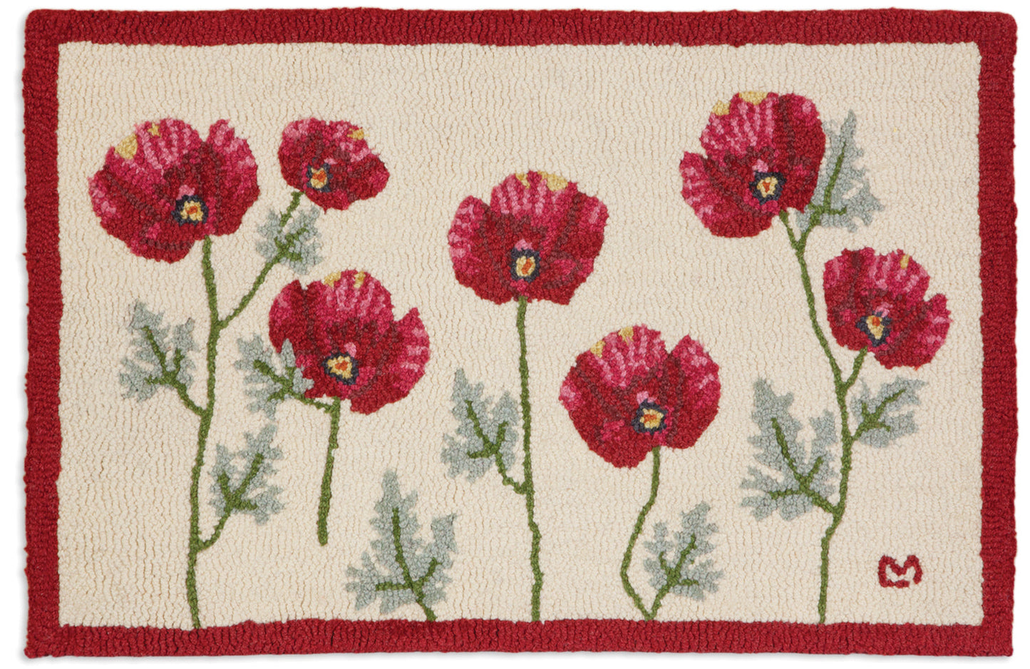 Hooked Wool Rug - Poppy Profusion - 2' x 3'