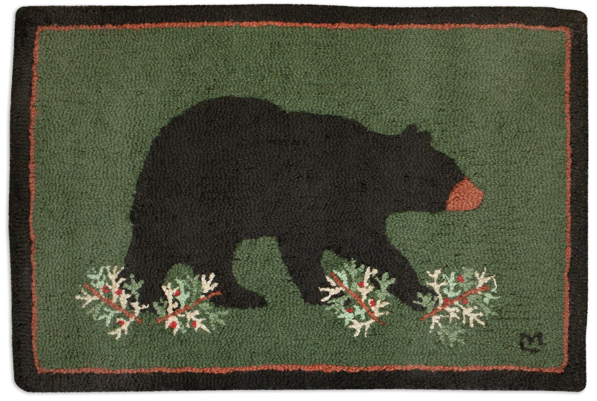 Hooked Wool Rug - Prowling Bear - 2' x 3'