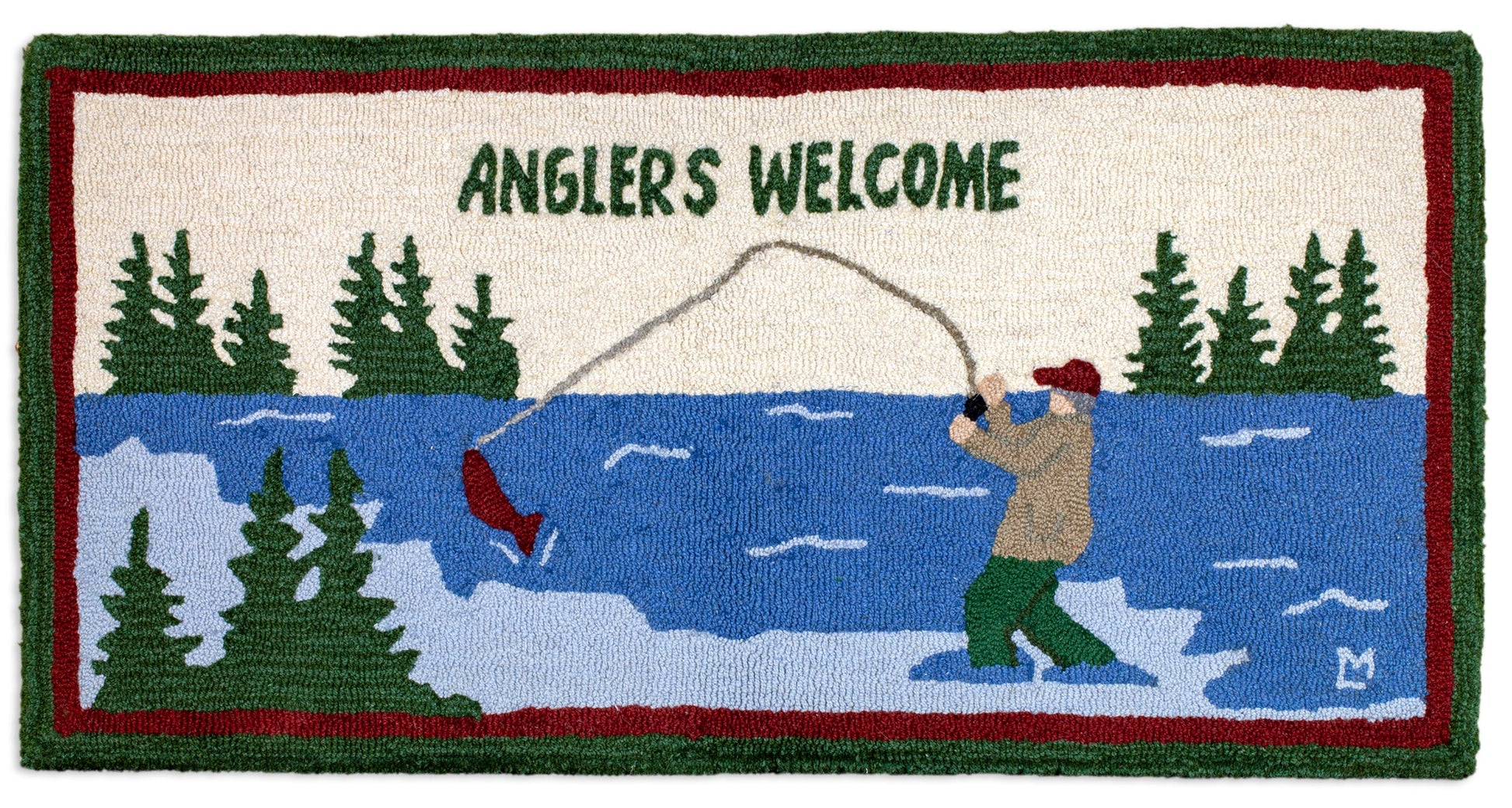 Hooked Wool Rug - Anglers Welcome - 2' x 4'