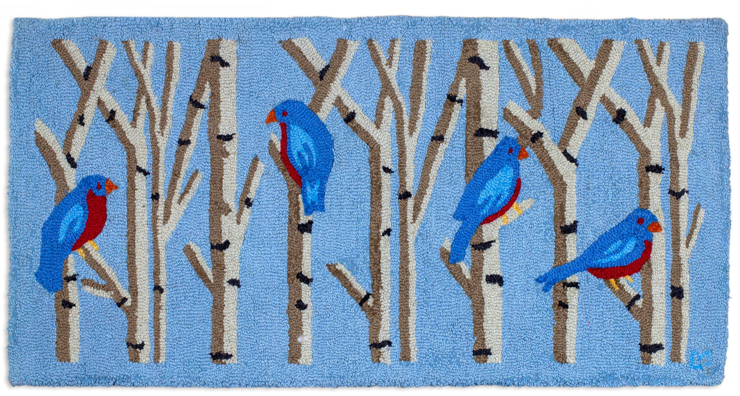 Hooked Wool Rug - Birds Of A Feather - 2' x 4'