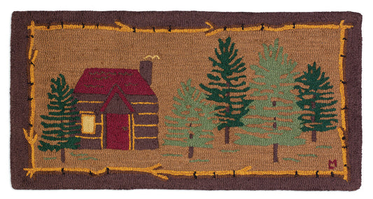 Hooked Wool Rug - Cabin In The Woods - 2' x 4'