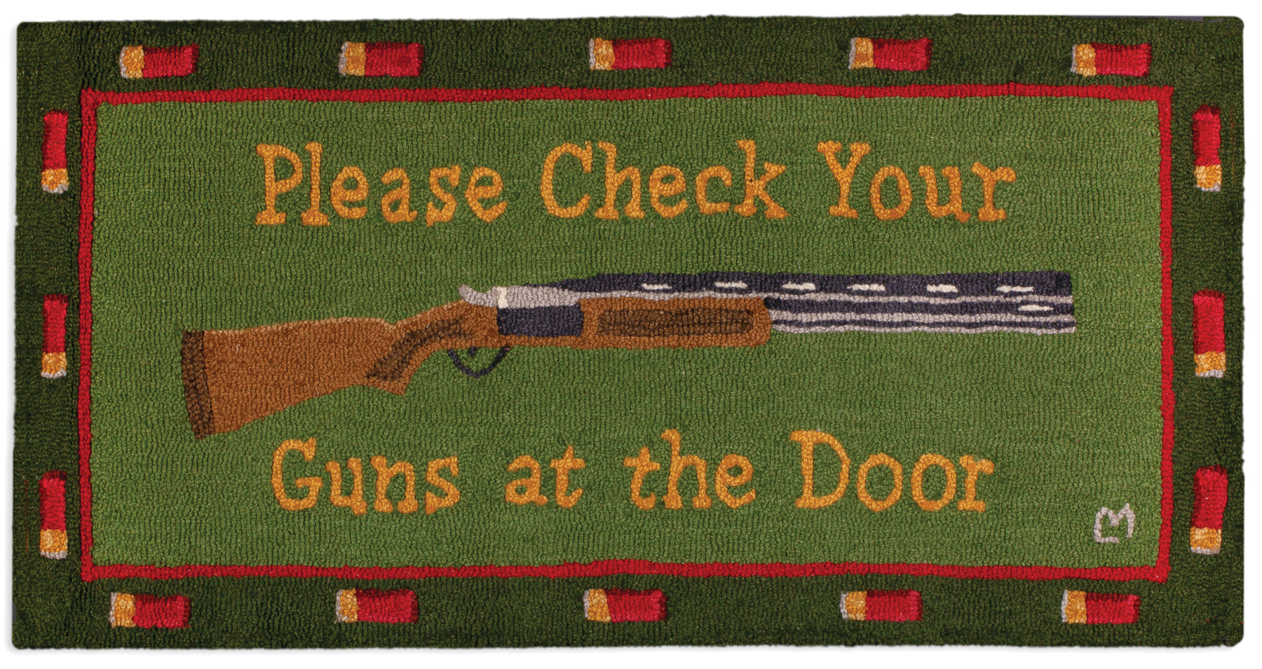 Gun Welcome Rug Hooked Wool Rug - Check Your Guns - 2' x 4' – Chandler 4 Corners