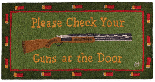 Hooked Wool Rug - Check Your Guns - 2' x 4'