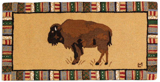 Hooked Wool Rug - Cinnamon Buffalo - 2' x 4'