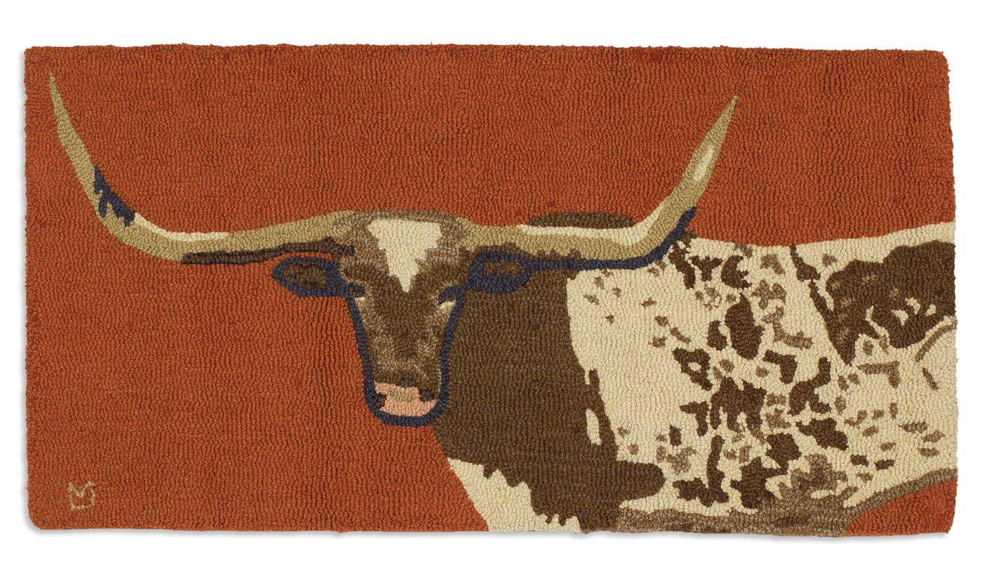 Hooked Wool Rug - Longhorn - 2' x 4'