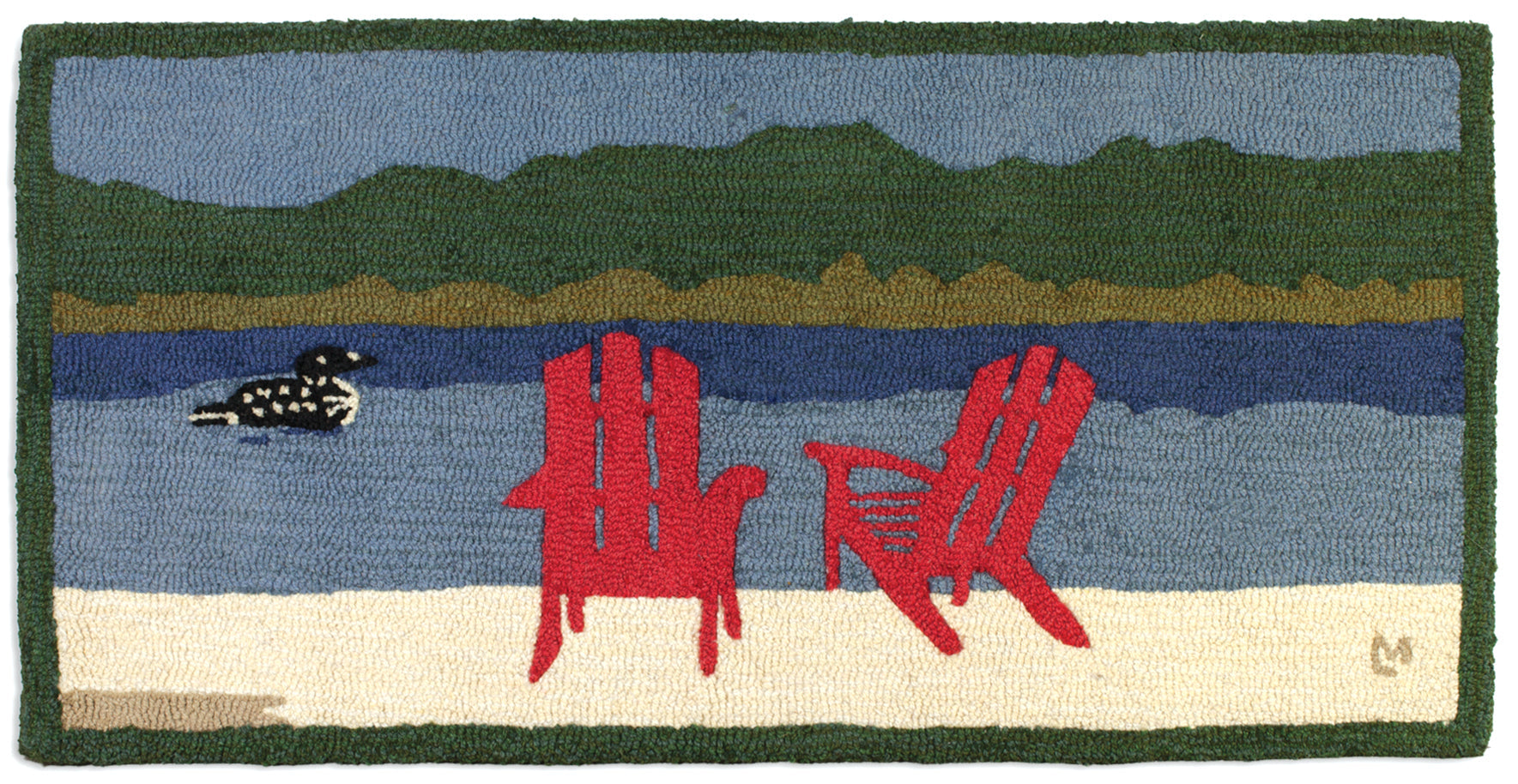 Hooked Wool Rug - Loon Lake Chairs - 2' x 4'