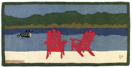 Hooked Wool Rug - Loon Lake Chairs - 2' x 4'